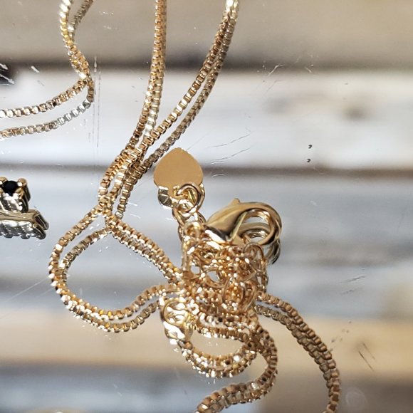 AAA Black Zircon & Gold Cross Necklace.   3" Across - Picture 8 of 11